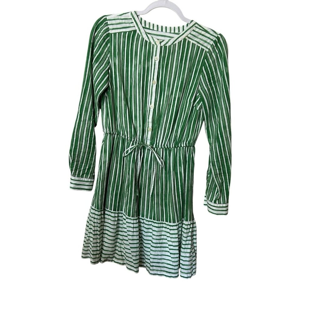 Ann Taylor Loft green shirt dress stripe Y2K Cottagecore Preppy Academia City